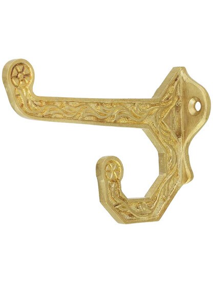 Hartford Solid-Brass Double Hook in Un-Lacquered Brass.